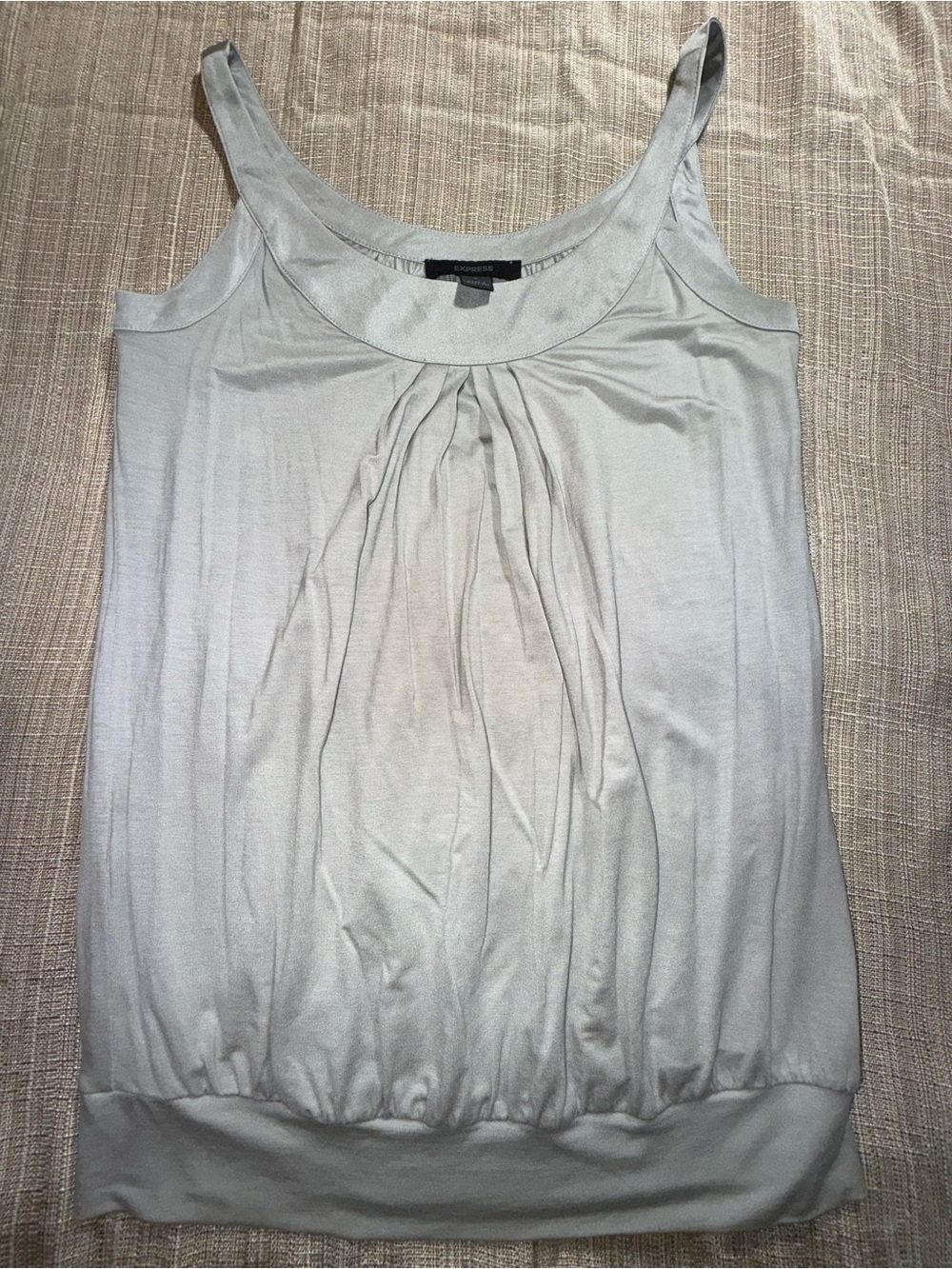 Express Light Gray Pleated Scoop Neck Tank